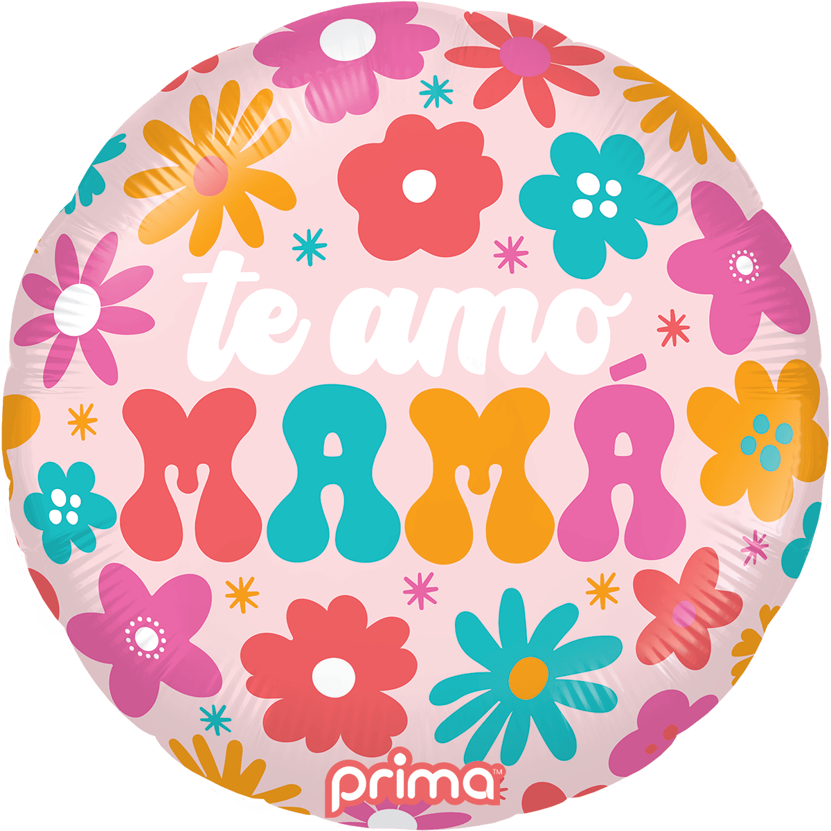 PF - 0153 - 18 - 50 - 1 - 18" Round Te Amo Mama Retro Flowers - PremiumConwin B2B Ordering Portal - Prima