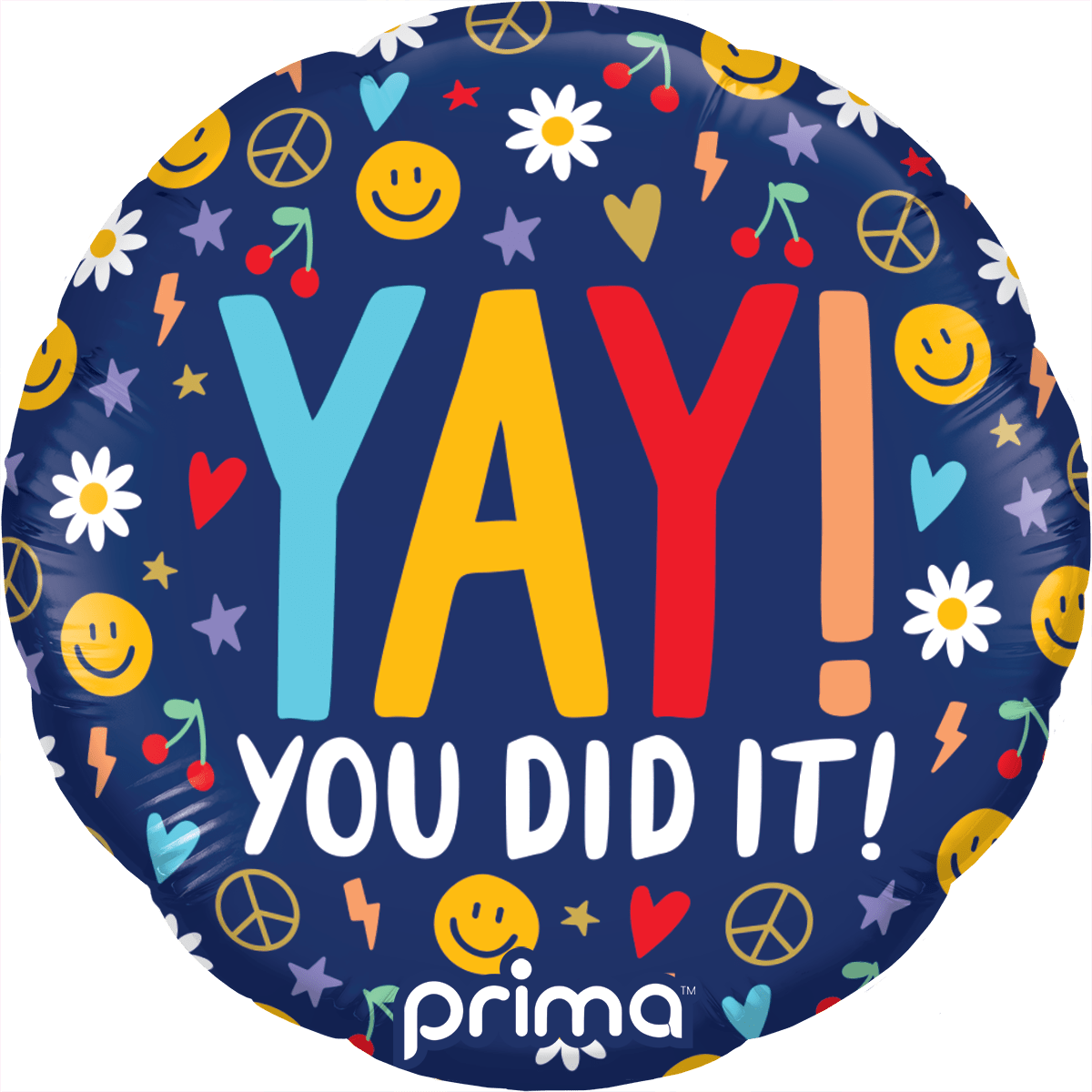 PF - 0155 - 9 - 50 - 6 - 9" Round Air - Filled Yay You Did It Groovy Icons - PremiumConwin B2B Ordering Portal - Prima