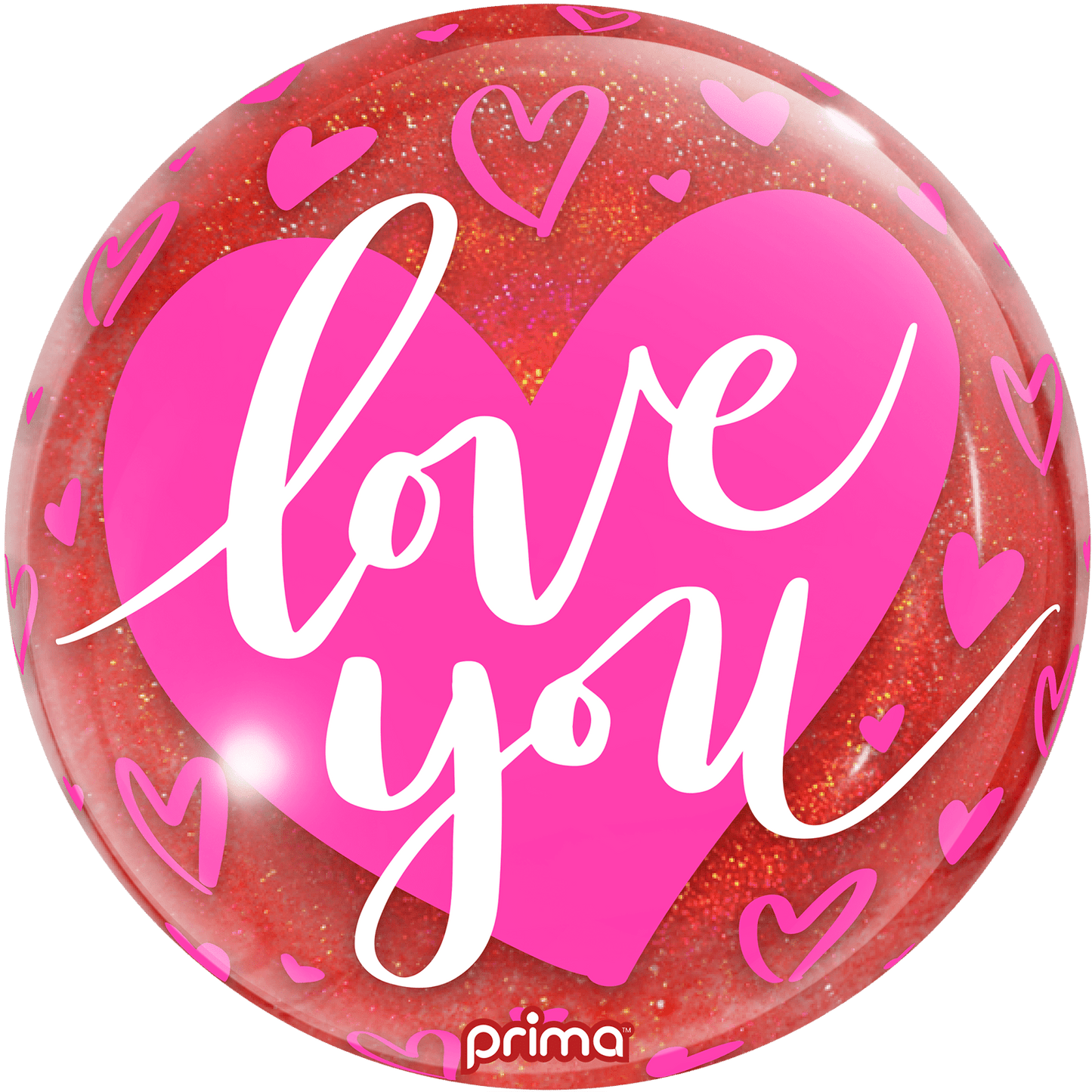 PS - 0103 - 10 - 50 - 1 - 10" Air - Filled Love You Pink Hearts Red Glitter Sphere - PremiumConwin B2B Ordering Portal - Prima