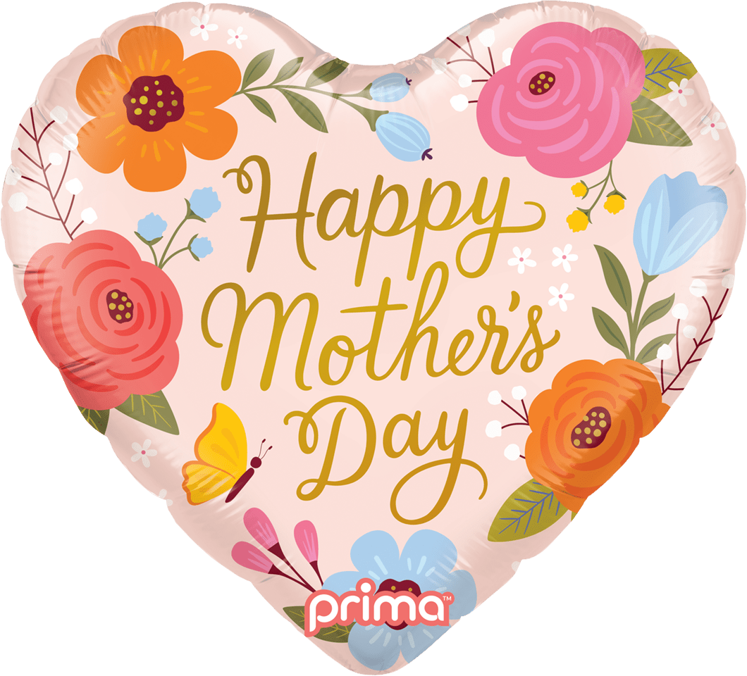 PF - 0149 - 18 - 50 - 1 - 18" Heart Happy Mother's Day Trendy Flowers & Butterfly - PremiumConwin B2B Ordering Portal - Prima
