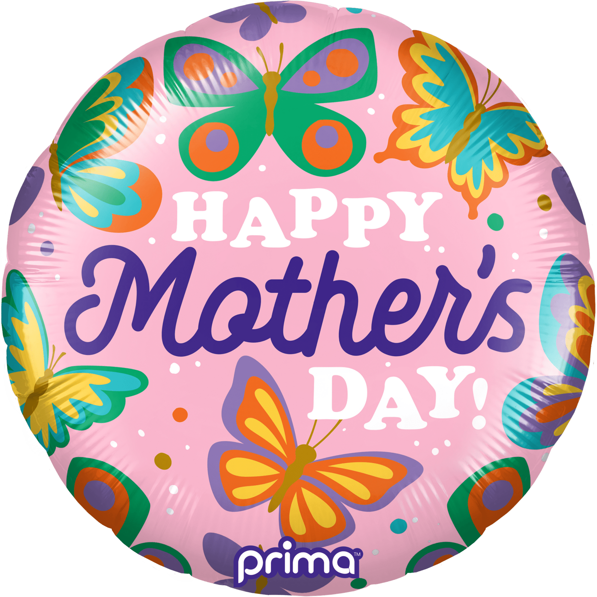 PF - 0148 - 18 - 50 - 1 - 18" Round Colorful Butterflies Happy Mother's Day - PremiumConwin B2B Ordering Portal - Prima