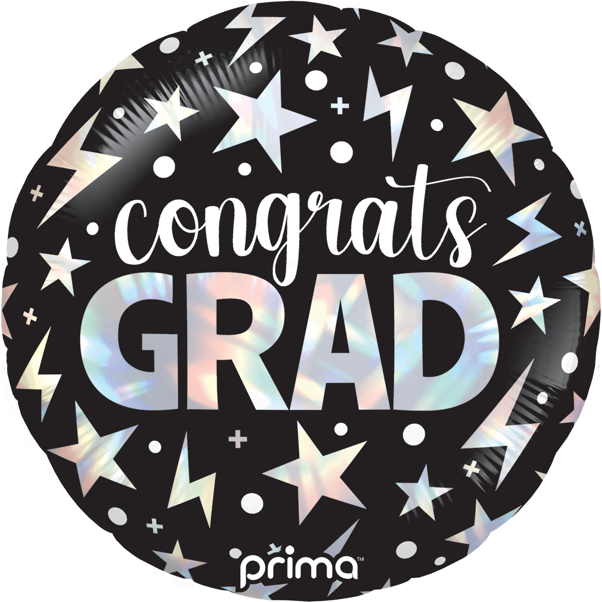 PF - 0161 - 18 - 50 - 1 - 18" Round Congrats Grad Holographic Stars & Lightning Bolts - PremiumConwin B2B Ordering Portal - Prima