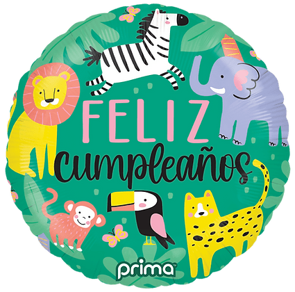 PF - FCJG - 18 - 50 - 1 - 18" Round Feliz Cumpleaños Jungle - PremiumConwin B2B Ordering Portal - Prima