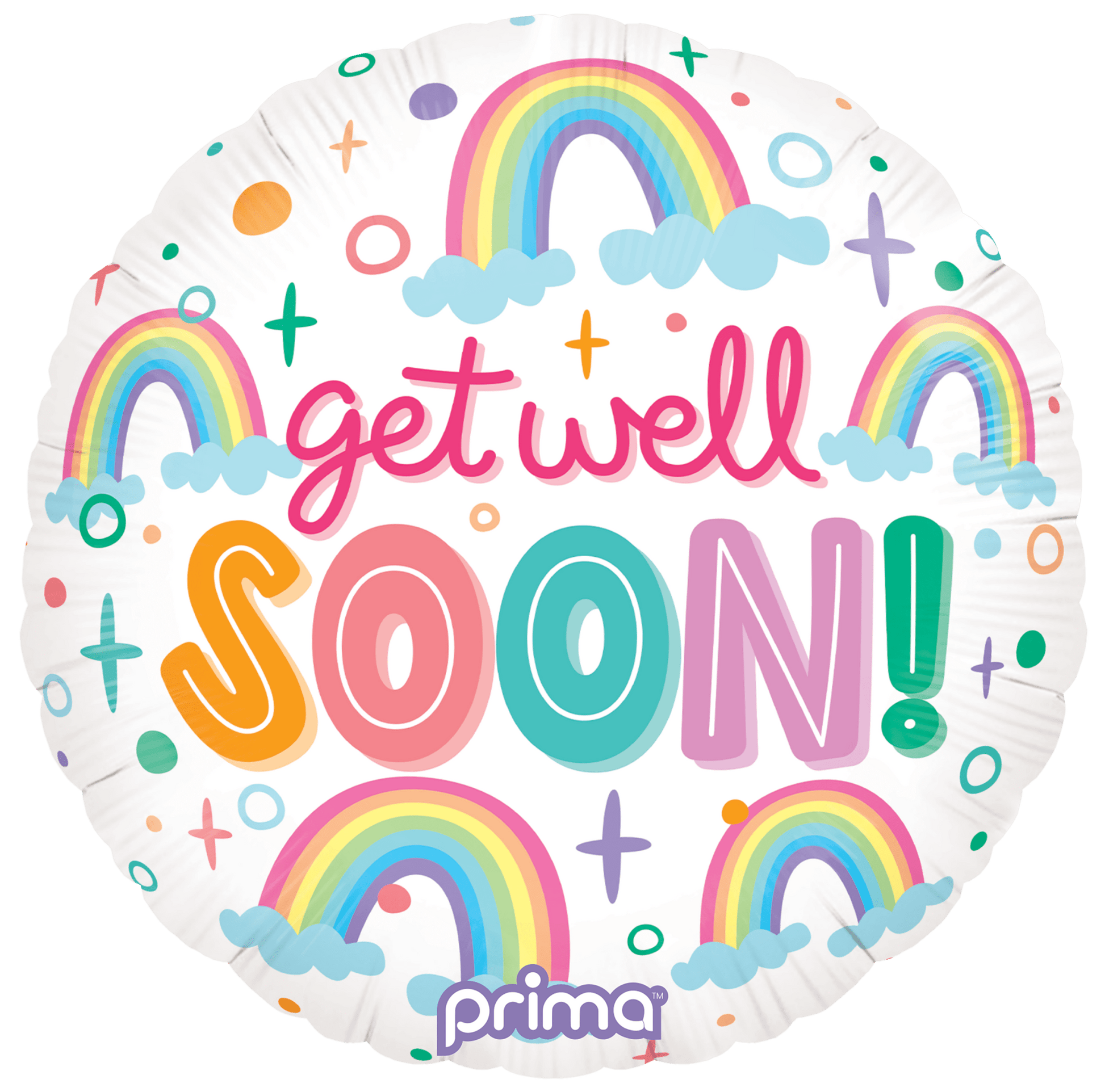 PF-GWRB-18-50-1 - 18” Round Get Well Soon Rainbows - PremiumConwin B2B Ordering Portal - Prima