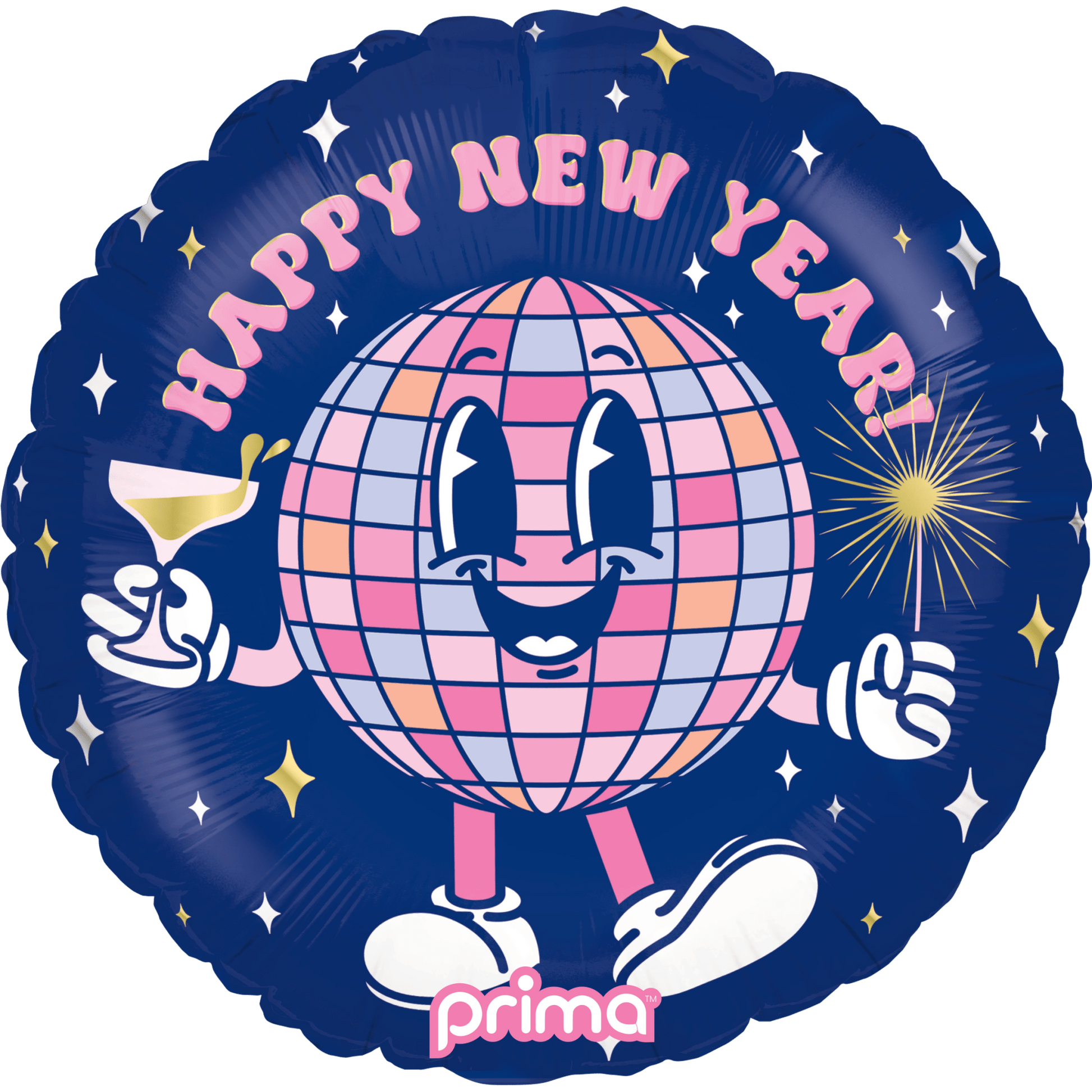 PF - 0022 - 18 - 50 - 1 - 18" Round Happy New Year Disco Ball Buddy - PremiumConwin B2B Ordering Portal - Prima