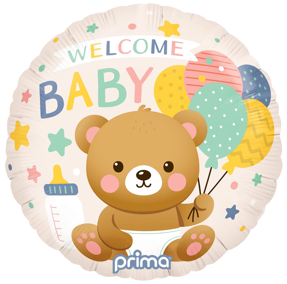 PF - 0032 - 18 - 50 - 1 - 18” Round Welcome Baby Bear & Balloons - PremiumConwin B2B Ordering Portal - Prima