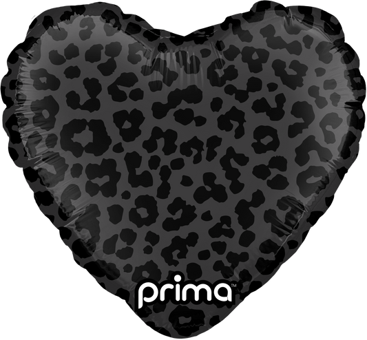 PD - 0030 - 9 - 50 - 6 - 9" Heart Black Shiny & Matte Leopard Print - PremiumConwin B2B Ordering Portal - Prima