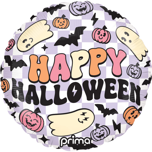 PF - 0009 - 18 - 50 - 1 - Prima 18" Round Happy Halloween Purple Checker - PremiumConwin B2B Ordering Portal - Prima