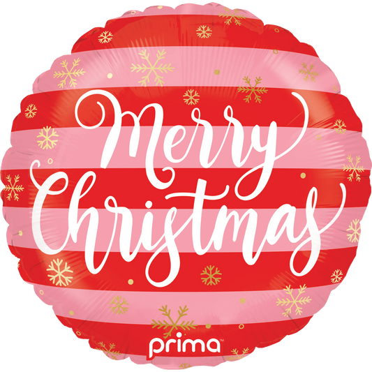 PF - 0014 - 18 - 50 - 1 - Prima 18" Round Merry Christmas Pink & Red Stripes - PremiumConwin B2B Ordering Portal - Prima