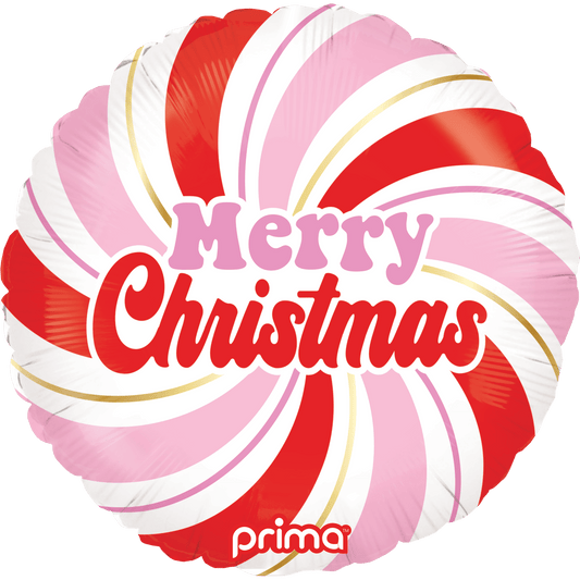 PF - 0011 - 18 - 50 - 1 - Prima 18" Round Merry Christmas Pink & Red Swirl - PremiumConwin B2B Ordering Portal - Prima